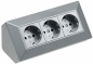 DELPHI silber 3-fach Steckdosenblock, silber 250V~/ 16A, Aufbaumontage