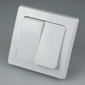 DELPHI weiß 2-fach Serien-Schalter 250V~/ 10A, inkl. Rahmen, UP