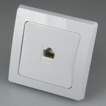 DELPHI weiß RJ45 Dose für ISDN & Cat.5 inkl. Rahmen, UP