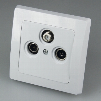 DELPHI weiß Antennendose TV+Radio+Sat inkl. Rahmen, UP