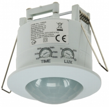 Decken-Einbau-Bewegungsmelder 360° LED geeignet, 6m Detektion, weiß