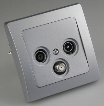 DELPHI silber Antennendose TV+Radio+Sat inkl. Rahmen, UP