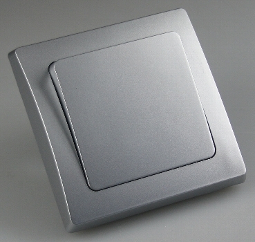 DELPHI silber Wechsel-Schalter, UP, 250V~/ 10A, inkl. Rahmen, Klemmanschluss